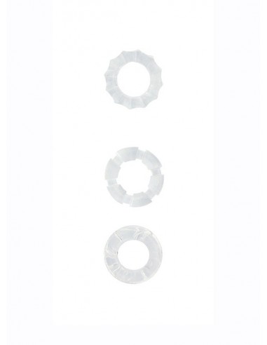 Zestaw pierścieni na penisa ENZSTUFF STRETCHY COCK RINGS CLEAR - Pierścienie erekcyjne niewibrujące - 1