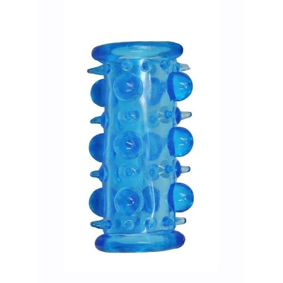 Nakładka na penisa Bead Sleeve Blue - rozciągliwy rękaw z koralikami stymulującymi - 1