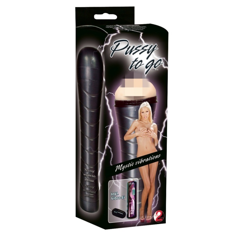 Masturbator Pussy to Go Vibration z kanałem stymulacyjnym TPR i wibro-jajkiem, 23 cm - 2