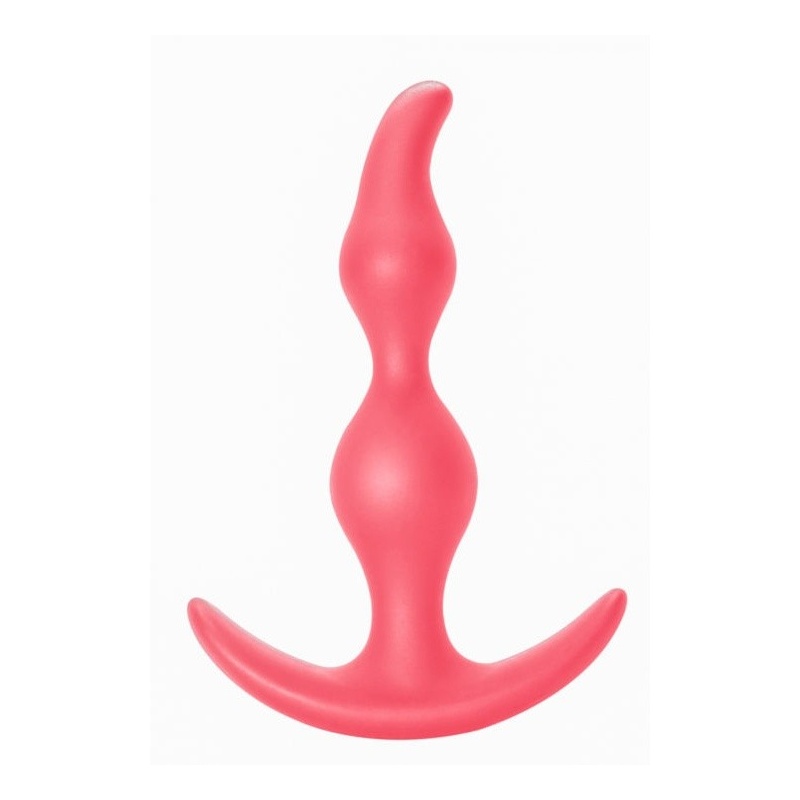 Plug analny Bent Anal Plug Pink - zagięty silikonowy z rączką, długość 11,5 cm, średnica 3 cm - 3