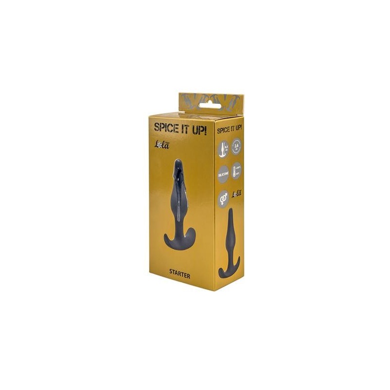 Plug analny Spice it up Starter Dark Grey - anatomiczny, hipoalergiczny silikon, długość 8,5 cm, średnica 2,6 cm - 1