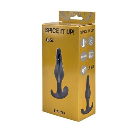 Plug analny Spice it up Starter Dark Grey - anatomiczny, hipoalergiczny silikon, długość 8,5 cm, średnica 2,6 cm - 1