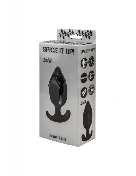 Korek analny zatyczka Anal plug with misplaced center of gravity Spice it up Insatiable Black - Korki analne silikonowe - 1