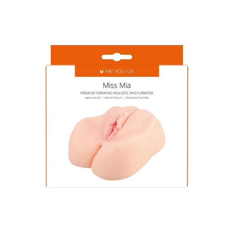 Masturbator Miss Mia Premium Vibrating Realistic Flesh - dwa kanały (pochwowy i analny), dwa pociski wibracyjne, pilot przewodow - 2