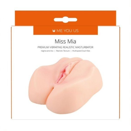 Masturbator Miss Mia Premium Vibrating Realistic Flesh - dwa kanały (pochwowy i analny), dwa pociski wibracyjne, pilot przewodow - 2