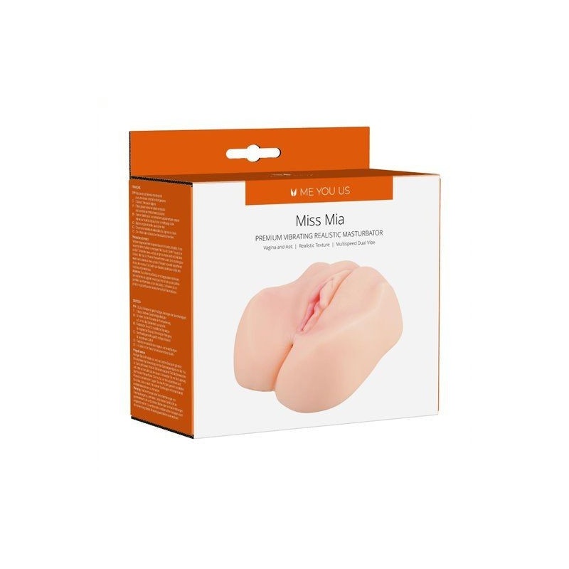 Masturbator Miss Mia Premium Vibrating Realistic Flesh - dwa kanały (pochwowy i analny), dwa pociski wibracyjne, pilot przewodow - 3