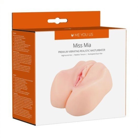 Masturbator Miss Mia Premium Vibrating Realistic Flesh - dwa kanały (pochwowy i analny), dwa pociski wibracyjne, pilot przewodow - 3