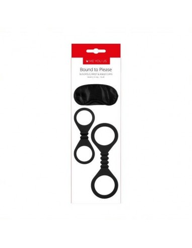 Kajdanki erotyczne Me You Us Bound To Please Blindfold Wrist And Ankle Cuffs Black - Kajdanki erotyczne - 6