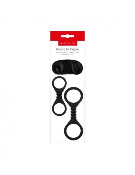 Kajdanki erotyczne Me You Us Bound To Please Blindfold Wrist And Ankle Cuffs Black - Kajdanki erotyczne - 6
