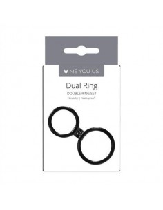 Pierścień na Penisa na penisa Me You Us Dual Ring Cock Ring Black - Pierścienie erekcyjne niewibrujące - 1 2