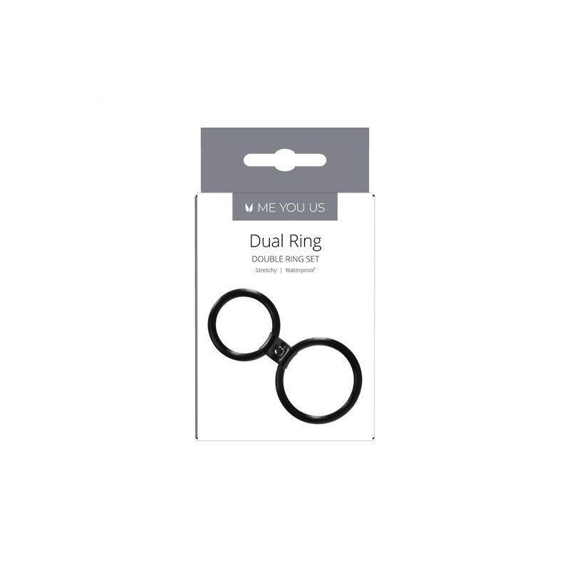 Pierścień erekcji Dual Ring Black - podwójny mechanizm uciskowy, średnica wewnętrzna dobierana indywidualnie - 2