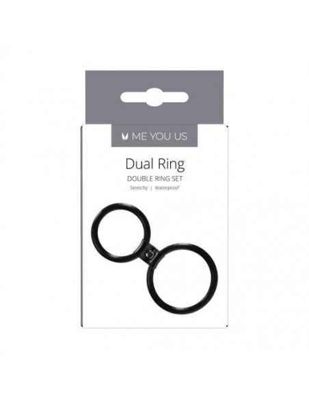 Pierścień na Penisa na penisa Me You Us Dual Ring Cock Ring Black - Pierścienie erekcyjne niewibrujące - 2