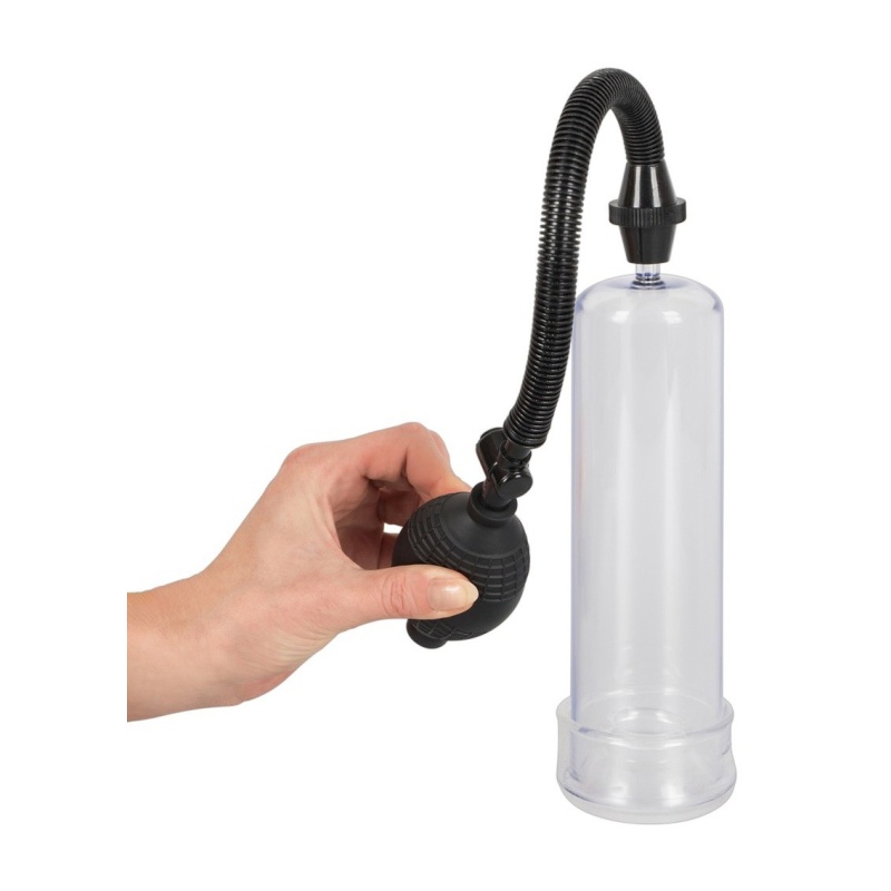Pompka próżniowa do penisa Bang Bang Clear – przezroczysty cylinder 20 cm, Ø wew. 5,3 cm, ręczna gruszka ssąca z zaworem bezpiec - 5