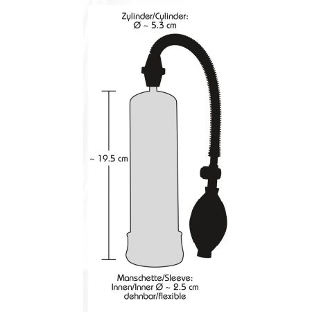 Pompka próżniowa do penisa Bang Bang Clear – przezroczysty cylinder 20 cm, Ø wew. 5,3 cm, ręczna gruszka ssąca z zaworem bezpiec - 6