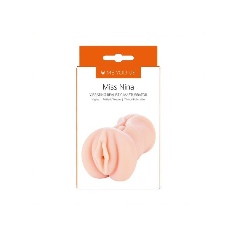 Masturbator Miss Nina Premium Vibrating - realistyczna wagina z wypustkami, rozciągliwym otworem i wibrującym pociskiem - 1