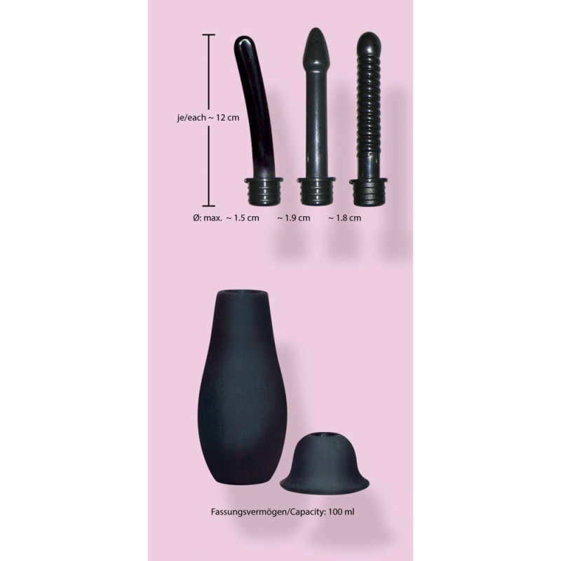 Irygator analny Intimate Shower – manualny, 3 wymienne końcówki 12 cm, gruszka 100 ml - 6