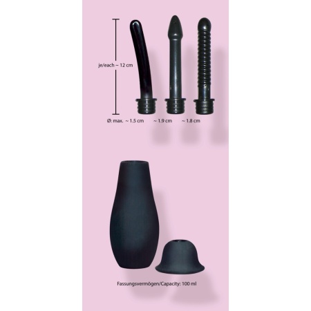 Irygator analny Intimate Shower – manualny, 3 wymienne końcówki 12 cm, gruszka 100 ml - 6