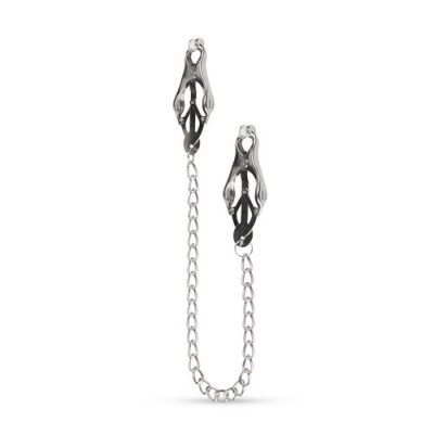 Clover Clamps With Chain - metalowe zaciski na sutki, mechanizm sprężynowy, łańcuch 49 cm - 1 2