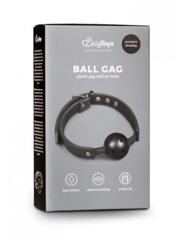 Knebel erotyczny Ball Gag With PVC Ball - Black - Kneble do ust - 1