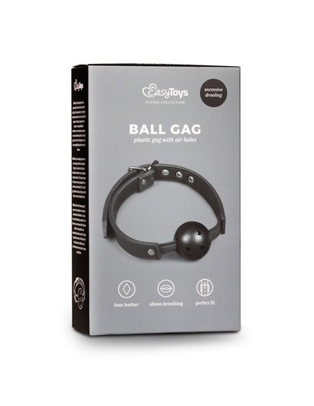 Knebel erotyczny Ball Gag With PVC Ball - Black - Kneble do ust - 1
