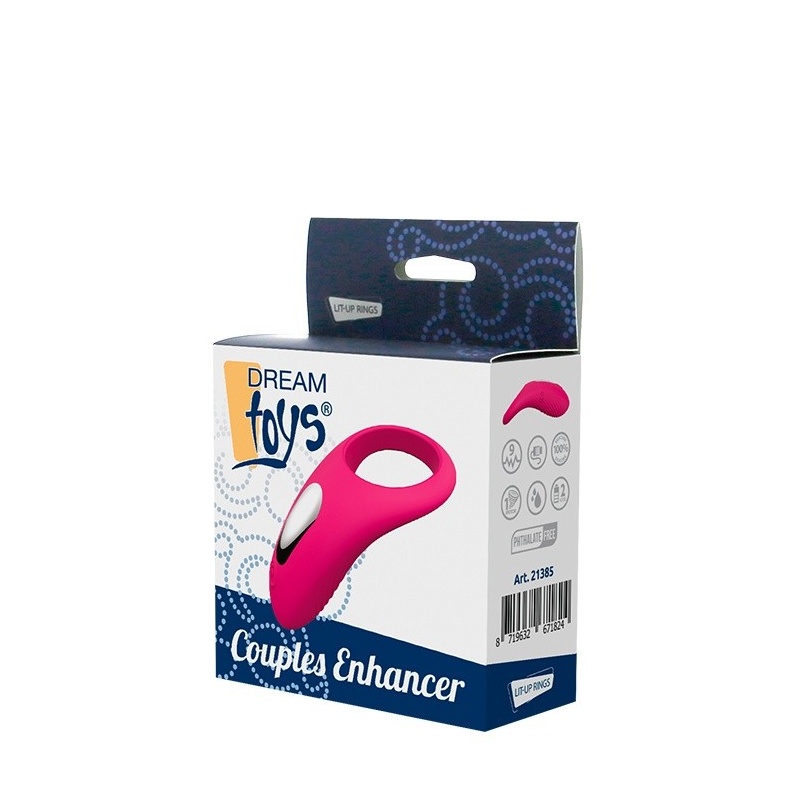 Pierścień na penisa RINGS OF LOVE COUPLES ENHANCER MAGENTA - elastyczny silikonowy stymulator z wibracją w wypustce o uniwersaln - 2