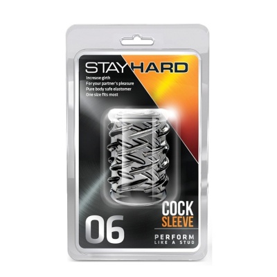 Nakładka na penisa Cock Sleeve 06 Clear - teksturowana, elastyczna, TPE, 5 cm - 1 2