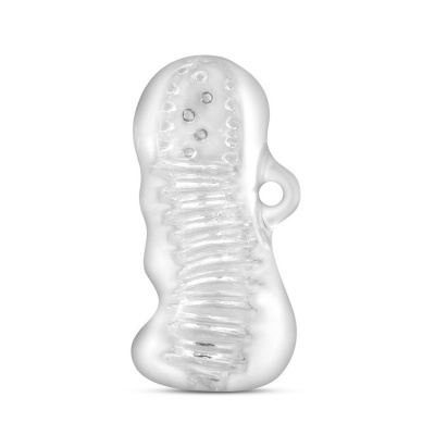 Masturbator HAND TOOL CLEAR - manualny, przezroczysty, wieloteksturowe komory, ergonomiczny uchwyt, 11,4 × 5 cm - 1 2