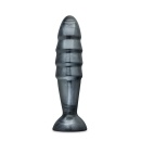 Jet Destructor Carbon Metallic Black - wtyczka analna z przyssawką i rowkami, 27,3 cm - 1