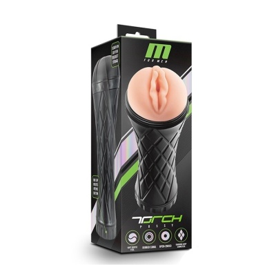 Masturbator The Torch Pussy Vanilla - żebrowany kanał TPE X5, regulacja ssania Perfectflo, długość 24,1 cm - 1 2