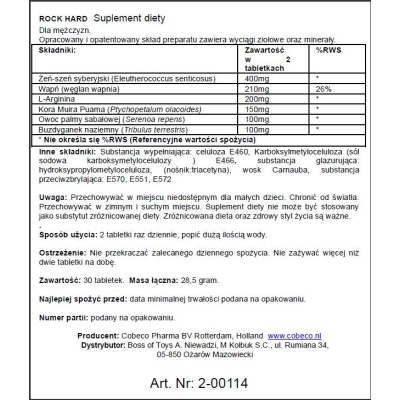 Cobeco Pharma Rock Hard 30 kapsułek, 28,5 g – suplement diety dla mężczyzn - 1 2