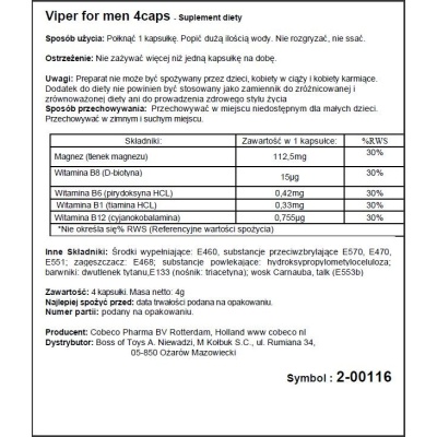 Suplement diety Viper z magnezem i witaminami z grupy B – 4 kapsułki - 1 2