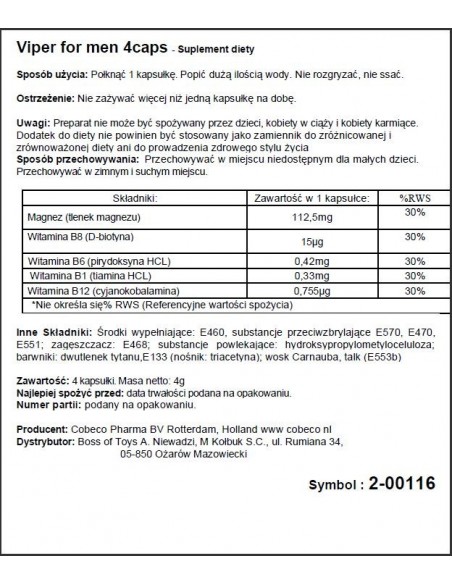 Wzmocnienie erekcji Viper 4 kaps. - Dłuższa i mocniejsza erekcja - 2