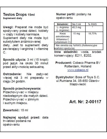 Supl.diety-Testos Drops (15ml) - Do przypisania - 2