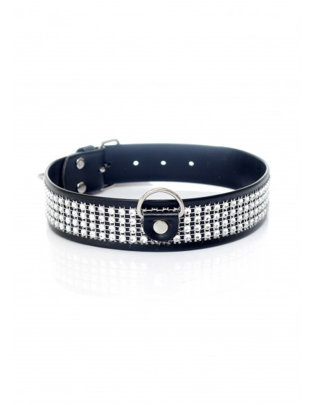 Ekskluzywna obroża ze zdobieniami 3 cm Silver - Chokery, obroże i smycze - 1