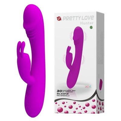 Wibrator Hunter z 30 funkcjami, podwójnym silnikiem i długością 17 cm - 1 2