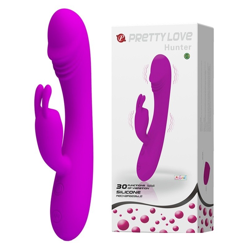 Wibrator Hunter z 30 funkcjami, podwójnym silnikiem i długością 17 cm - 2
