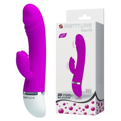 Wibrator króliczek David marki Pretty Love z podwójną stymulacją i 30 trybami, 18,8 cm - 1 2