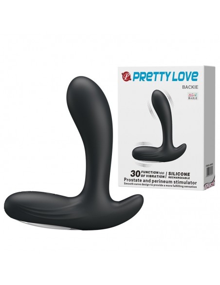 Wibrujący korek analny BACKIE BLACK USB 30 function - Kulki i korki analne wibrujące - 2