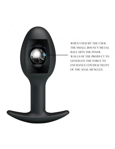 Korek Analny z Drżącą Stalową Kulką w Środku do Specjalnej Stymulacji - Korki analne silikonowe - 3