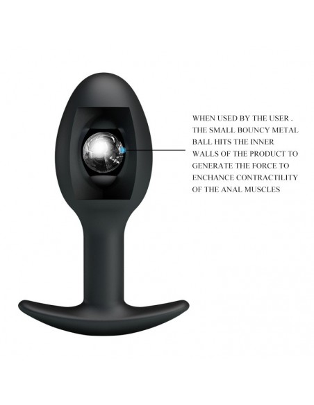 Korek Analny z Drżącą Stalową Kulką w Środku do Specjalnej Stymulacji - Korki analne silikonowe - 3