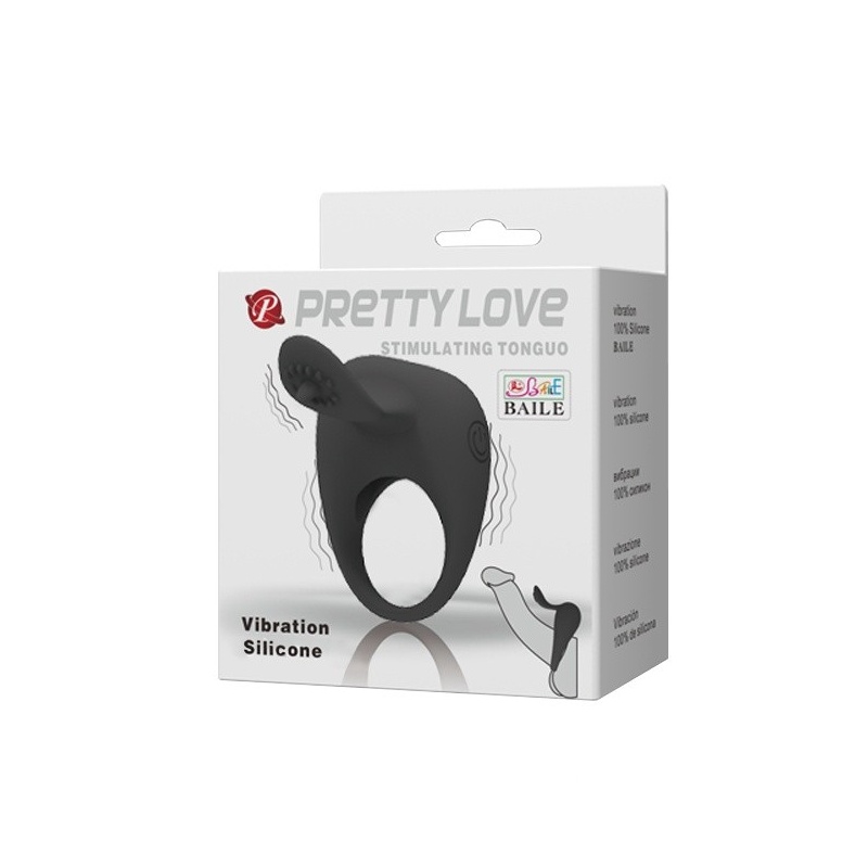 Pierścień erekcyjny Stimulating Tonguo z wibrującym języczkiem - 5,3 cm - 9