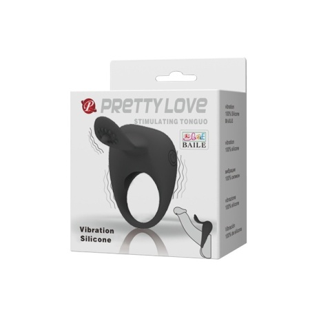 Pierścień erekcyjny Stimulating Tonguo z wibrującym języczkiem - 5,3 cm - 9
