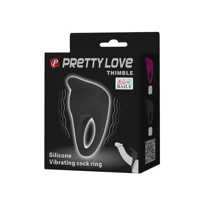 Wibrujący pierścień na penisa Thimble z wypustką łechtaczkową 2,5 cm - 9