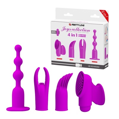Toys Collection 4 in 1 - wibrator z 4 wymiennymi nakładkami - 1