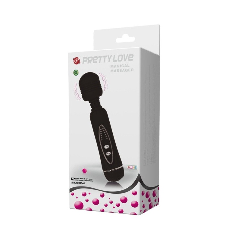 Masażer wand Power Wand - 12 funkcji wibracji, silikon i ABS, zasilanie 4× AA, opakowanie 220 × 105 × 50 mm - 10