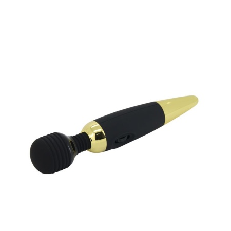 Masażer łechtaczki POWER WAND GOLD - płynna regulacja pokrętłem, silikon i metal, zasilanie 4× AAA - 4