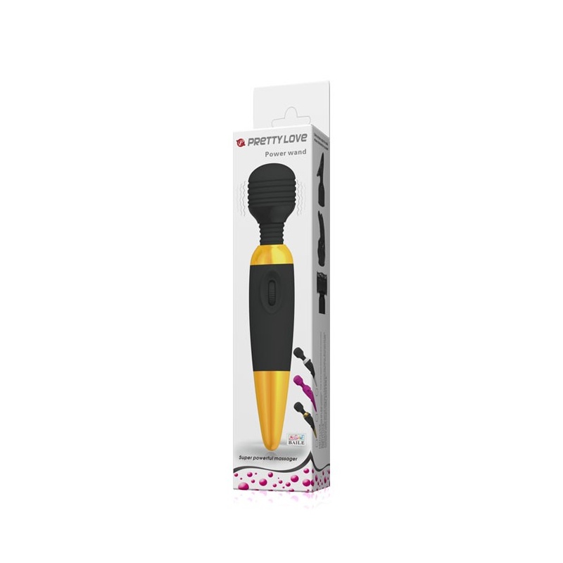Masażer łechtaczki POWER WAND GOLD - płynna regulacja pokrętłem, silikon i metal, zasilanie 4× AAA - 9