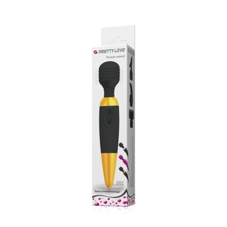 Masażer łechtaczki POWER WAND GOLD - płynna regulacja pokrętłem, silikon i metal, zasilanie 4× AAA - 9