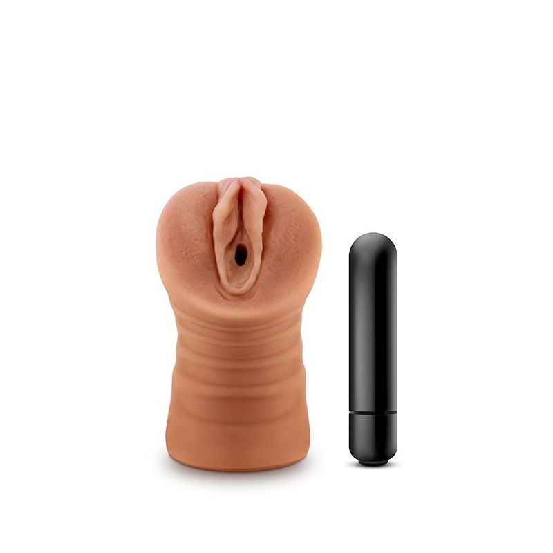 Stroker Julieta Mocha - otwarty kanał, teksturowany TPE, 12,7 cm - 1