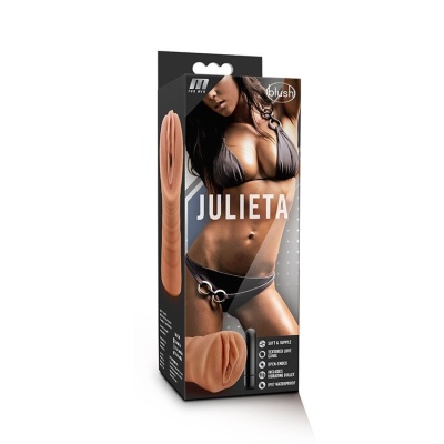 Stroker Julieta Mocha - otwarty kanał, teksturowany TPE, 12,7 cm - 1 2